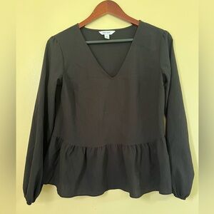 Nine West Black V-Neck Blouse Size XS
